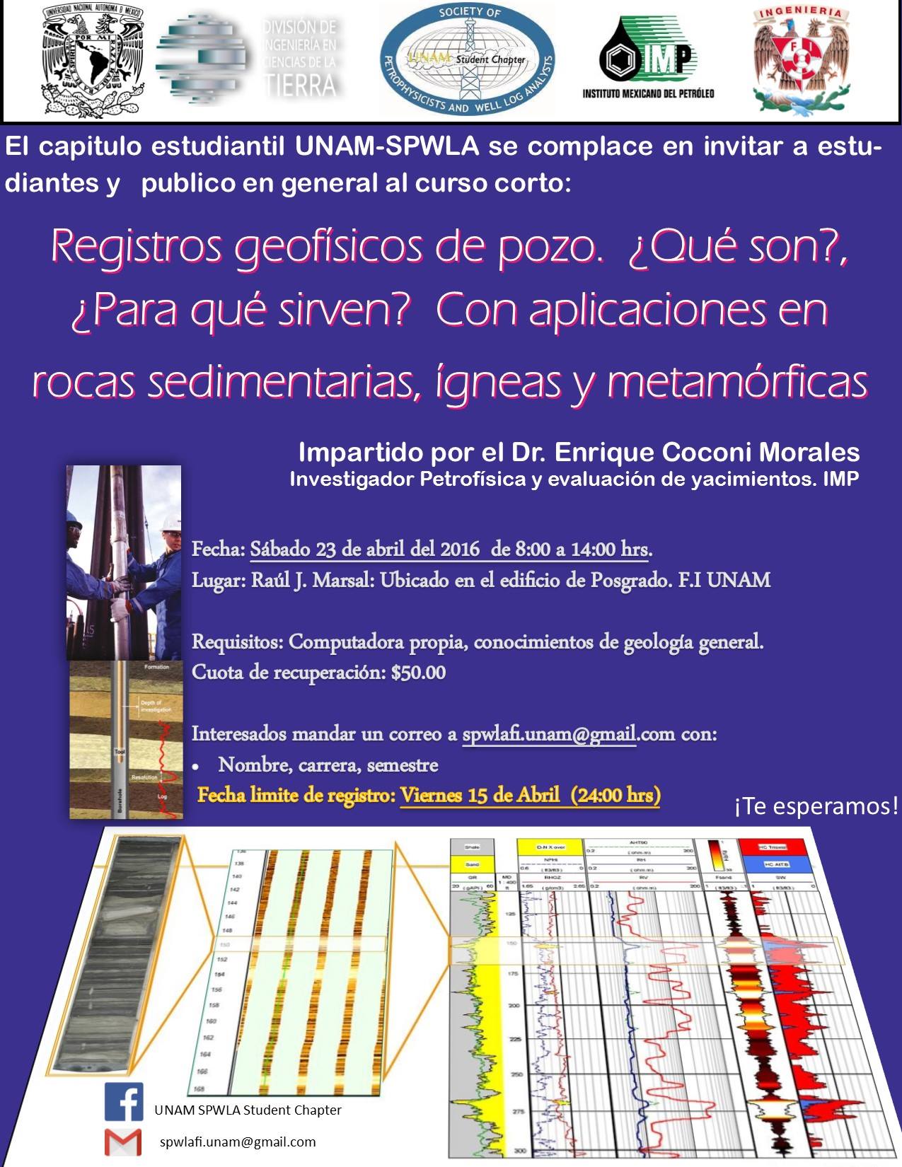 Curso de registros geofísicos del capítulo estudiantil SPWLA de la UNAM