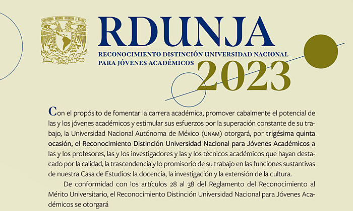 Reconocimiento Distinción Universidad Nacional para Jóvenes Académicos (RDUNJA)