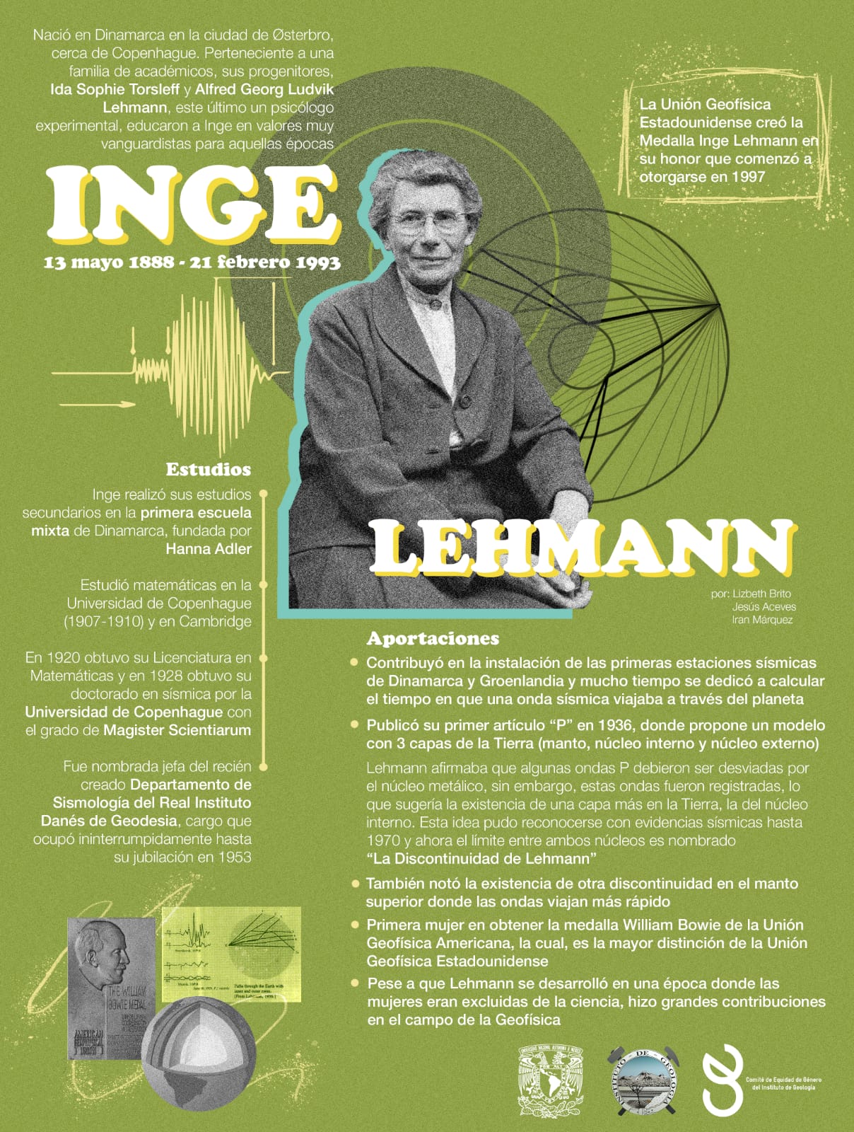 Un día como hoy, pero de 1888, nació Inge Lehmann - Instituto de Geología - UNAM
